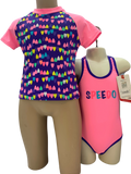 Speedo Sun Top & Tog Set - Hearts Bunting