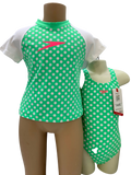 Speedo Sun Top & Tog Set - Green Polka Dots