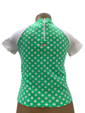 Speedo Sun Top (Short Sleeve) - Green & White Polka Dots