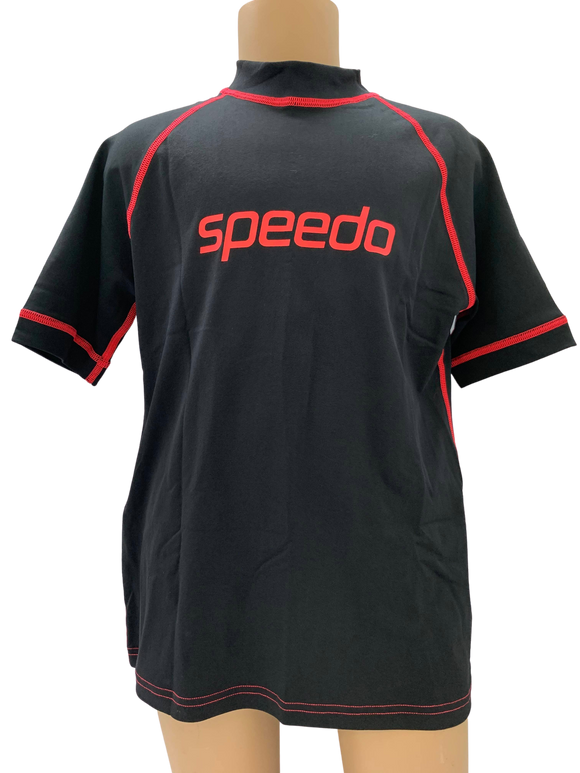 Speedo Sun Top (Short Sleeve) 10Y - Logo Black/Orange