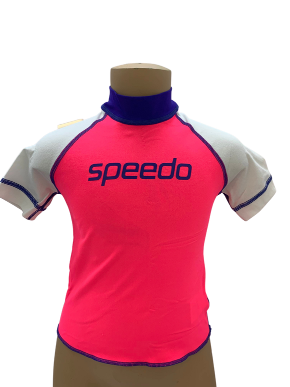 Speedo Sun Top (Short Sleeve) - Logo Pink/White