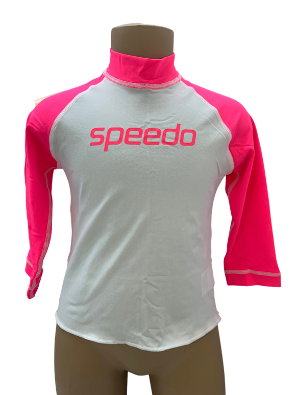 Speedo Sun Top (Long Sleeve) - Logo Pink/White