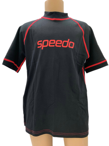Speedo Sun Top (Short Sleeve) 10Y - Logo Black/Orange