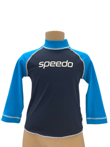 Speedo Sun Top (Long Sleeve) - Logo Navy/ Sky Blue